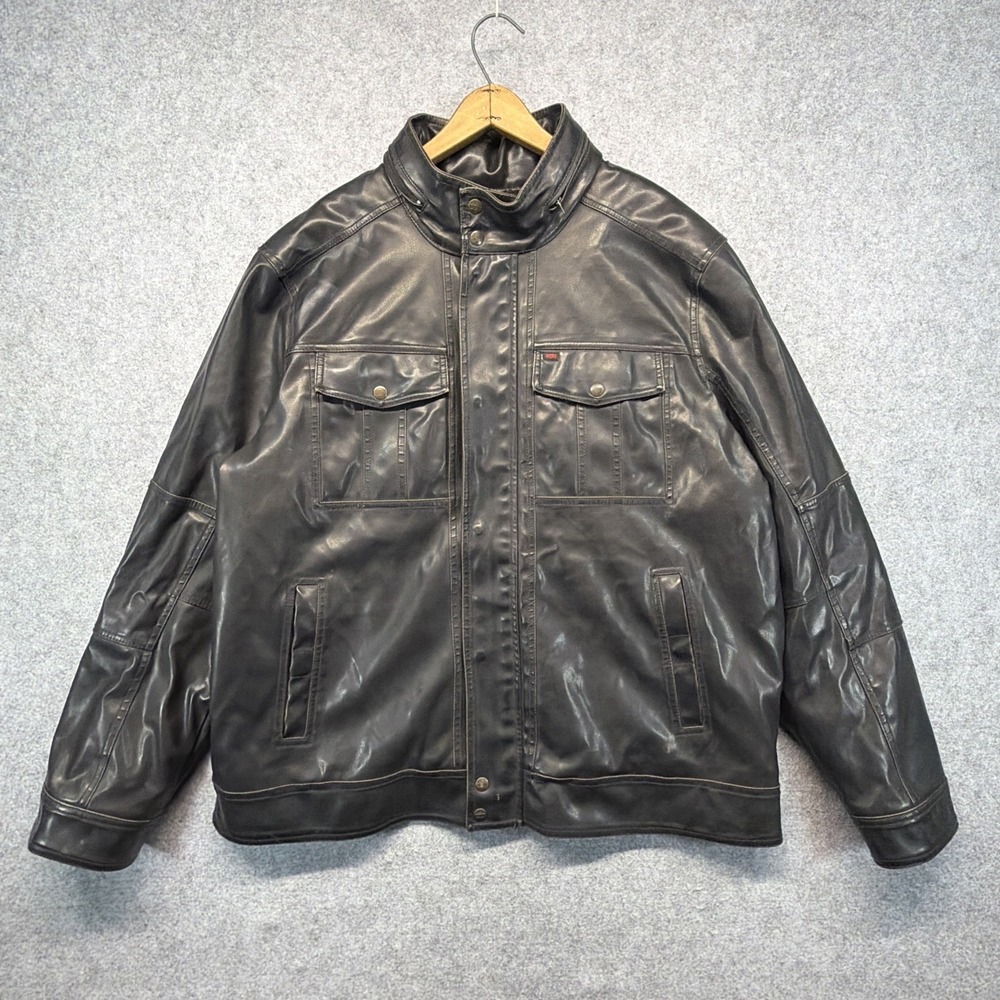 Levi's Men's Original Faux Leather Jacket Black Size XXL‎ Full Zip Bomber Sherpa